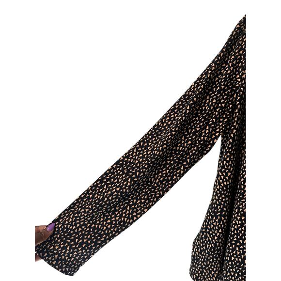 Long Tall Sally Button Up Blouse Peach Black Long Sleeve Work Relaxed Size‎ XL - Picture 5 of 11